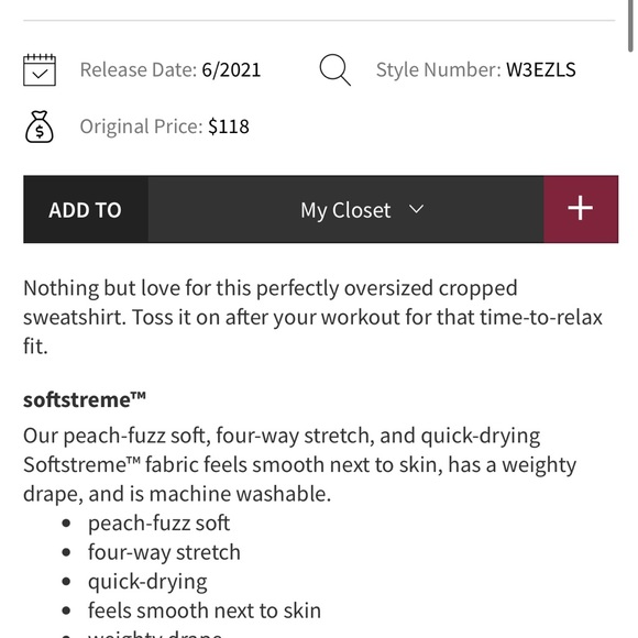 Lululemon Perfectly Oversized Cropped Crew Softstreme *** - Picture 2 of 7